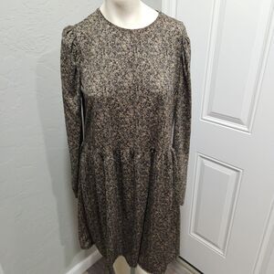 Zara Geometric Long Sleeve Fall Dress SZ M Microfloral Fairygrunge Whimsygoth